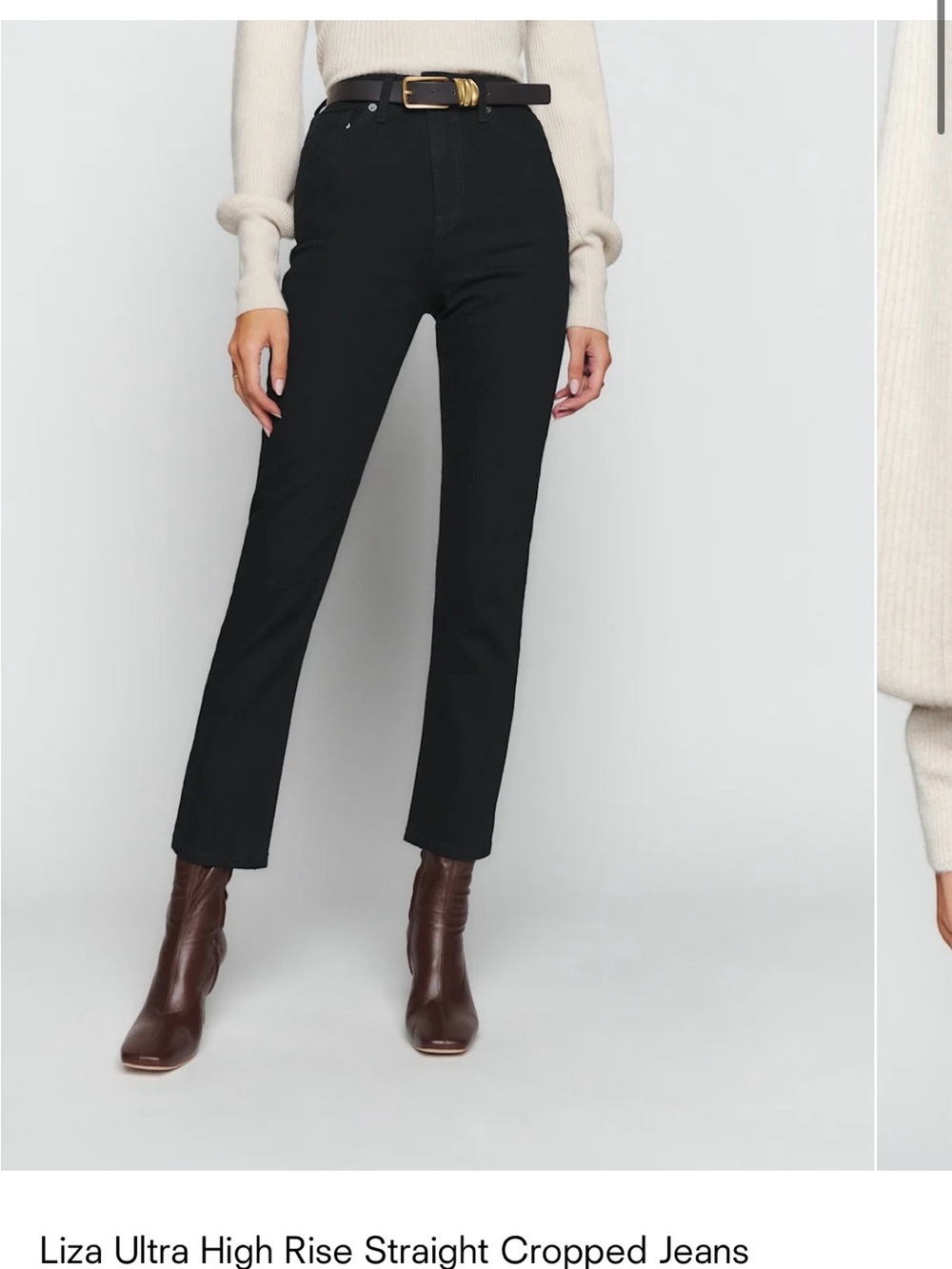 Reformation Liza Ultra High-Rise Straight Cropped Jeans - Black